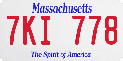 MA license plate 7KI778