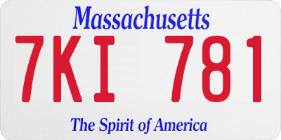 MA license plate 7KI781
