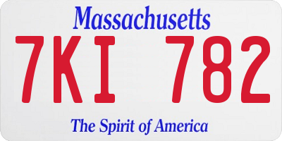 MA license plate 7KI782