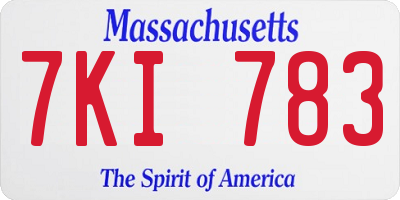 MA license plate 7KI783