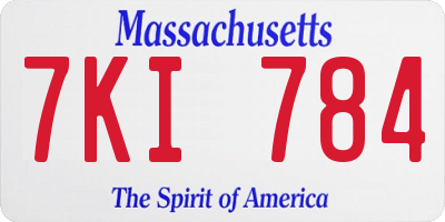 MA license plate 7KI784