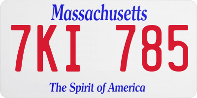 MA license plate 7KI785