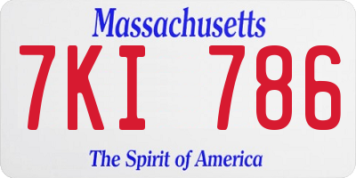 MA license plate 7KI786