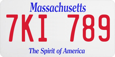 MA license plate 7KI789