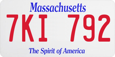 MA license plate 7KI792