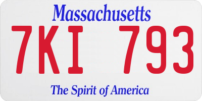 MA license plate 7KI793