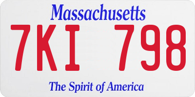 MA license plate 7KI798