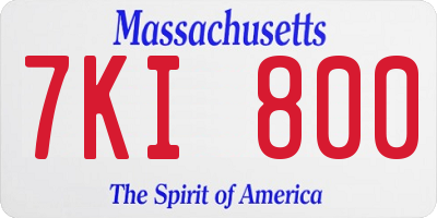MA license plate 7KI800