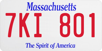 MA license plate 7KI801