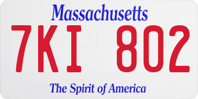 MA license plate 7KI802