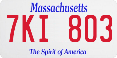 MA license plate 7KI803