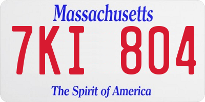 MA license plate 7KI804
