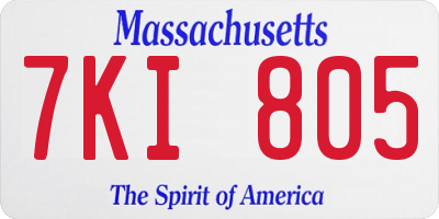 MA license plate 7KI805