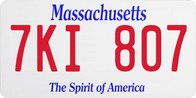 MA license plate 7KI807