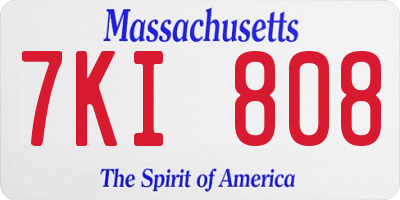 MA license plate 7KI808