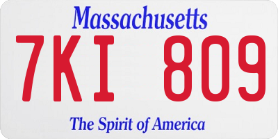 MA license plate 7KI809