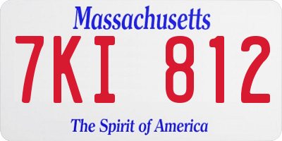 MA license plate 7KI812