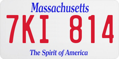 MA license plate 7KI814