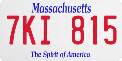 MA license plate 7KI815