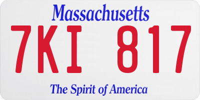 MA license plate 7KI817