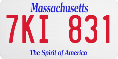 MA license plate 7KI831