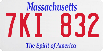 MA license plate 7KI832