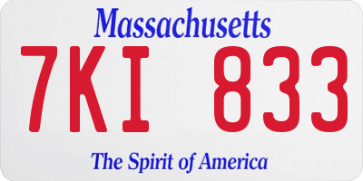 MA license plate 7KI833