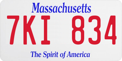 MA license plate 7KI834