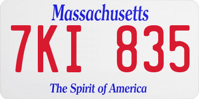 MA license plate 7KI835