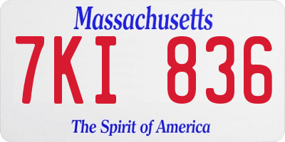 MA license plate 7KI836
