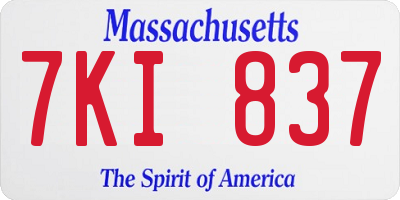 MA license plate 7KI837
