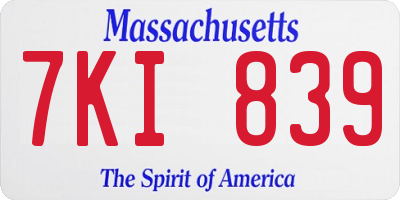 MA license plate 7KI839