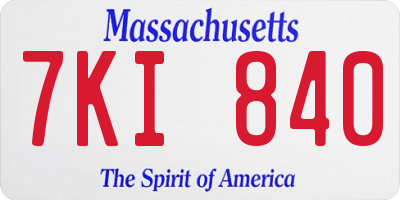 MA license plate 7KI840
