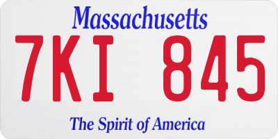 MA license plate 7KI845