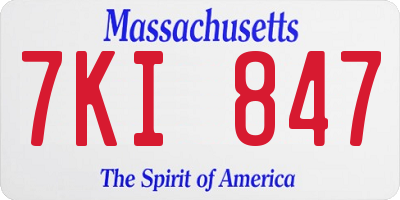 MA license plate 7KI847