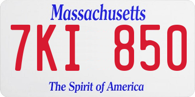 MA license plate 7KI850