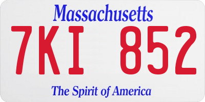MA license plate 7KI852