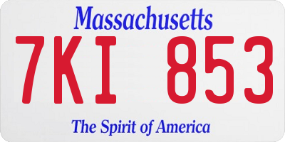 MA license plate 7KI853