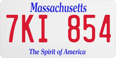 MA license plate 7KI854