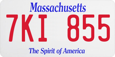 MA license plate 7KI855