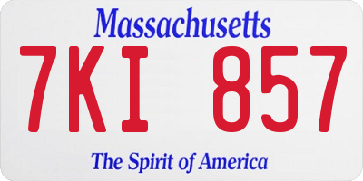 MA license plate 7KI857