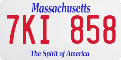 MA license plate 7KI858