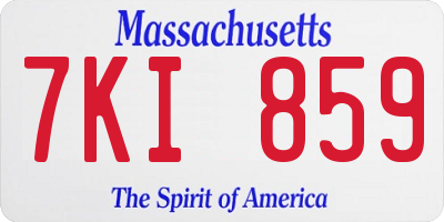 MA license plate 7KI859