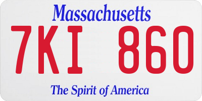 MA license plate 7KI860
