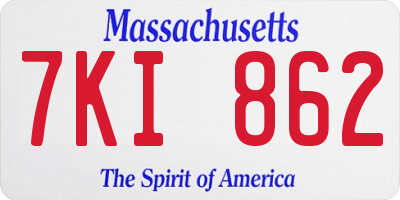 MA license plate 7KI862