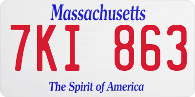 MA license plate 7KI863