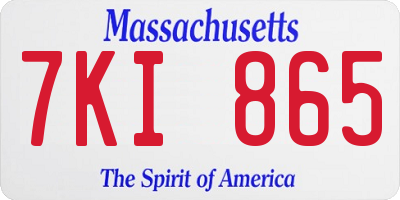 MA license plate 7KI865
