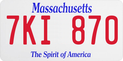 MA license plate 7KI870