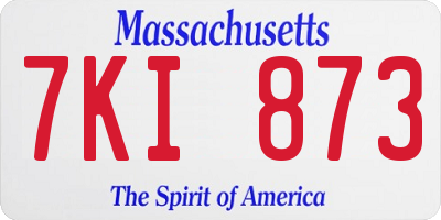 MA license plate 7KI873