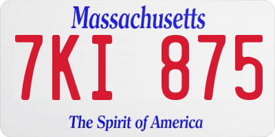 MA license plate 7KI875